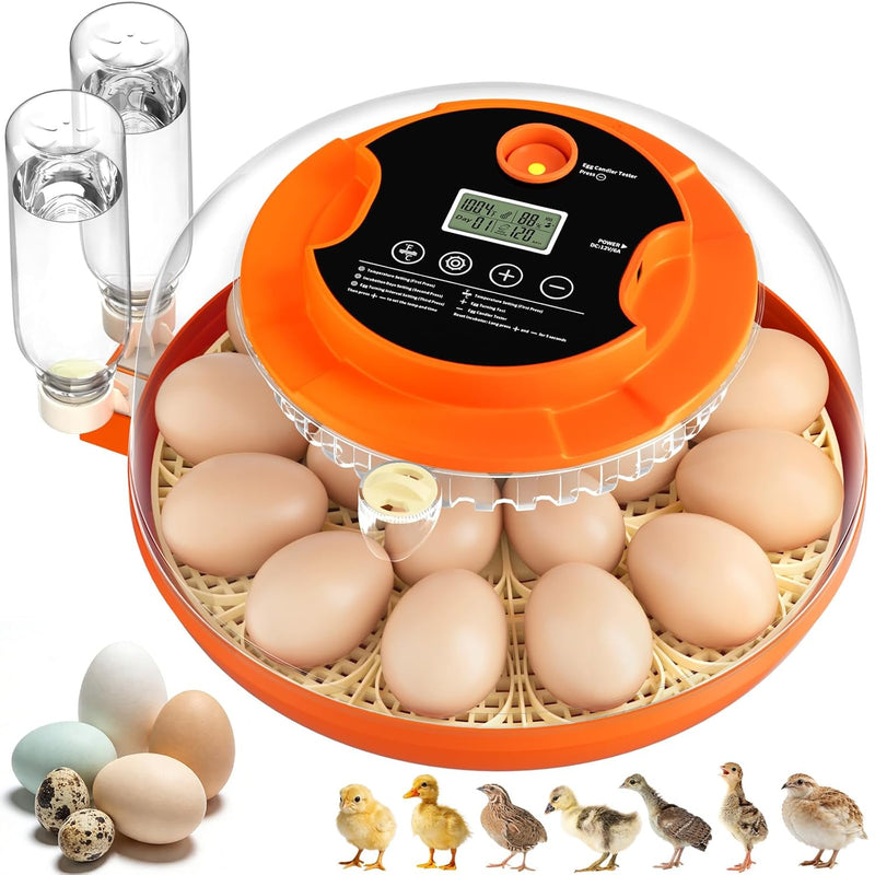 18 Egg Incubator w/ Auto Turning & Humidity Control for Poultry Hatching