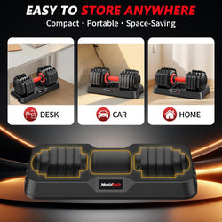 Adjustable Dumbbell Set Pair, 10-in-1 Free Weights for Home Gym Workouts