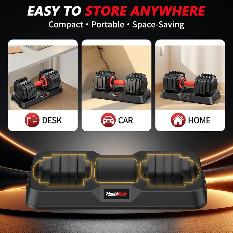Adjustable Dumbbell Set Pair, 10-in-1 Free Weights for Home Gym Workouts