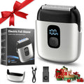 Mini Electric Foil Shaver with LED Display, Wet/Dry IPX7 Waterproof, USB-C Rechargeable - Black