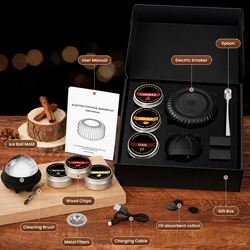 Cocktail Smoker Kit w/ Torch & 6 Wood Chip Flavors for Whiskey & Bourbon