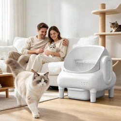 Cumrige E Self Cleaning Litter Box,Large Capacity Automatic Cat Litter Box Self Cleaning for Multiple Cats with App Control and Safety Protection,2 Roll Litter Bags,White