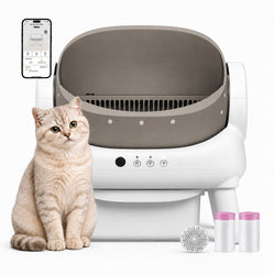 Open Top Self Cleaning Cat Litter Box with App Control, Safety Sensors and Odor Control