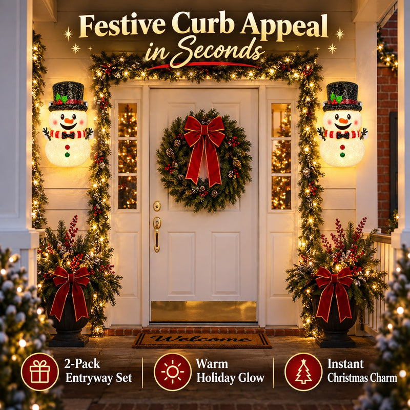2-Pack Snowman Christmas Porch Light Covers, Outdoor Holiday Decor for Porch & Garage Lights