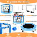 Toddler Trampoline for Kids, 440lbs Kids Trampoline with Net, Trampoline Indoor Outdoor playset with Adjustable Gymnastics Bar, Easy Assembly