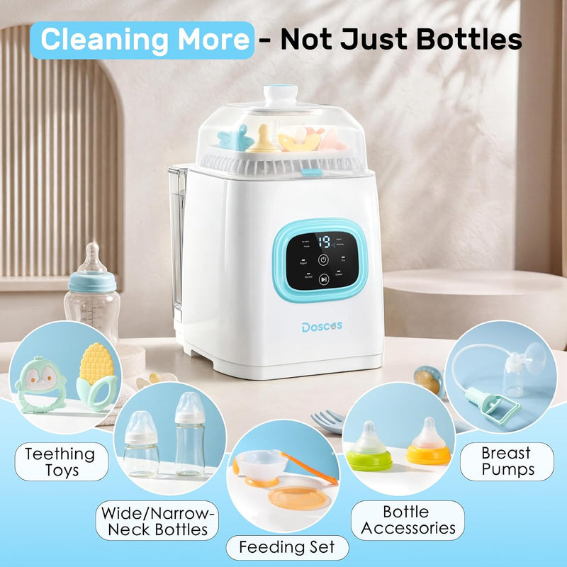 4-in-1 Baby Bottle Washer, Steam Sterilizer & Dryer with 60 Cleaning Tablets – 11 Modes