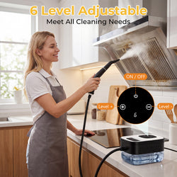 Steam Cleaner, Portable Steamer for Cleaning with 16pcs Accessories, 6-Level Adjustable and 15s Heat-Up, Handheld Steam Cleaner for Home, Tile, Dirt, Grout, Grease, Car Detailing