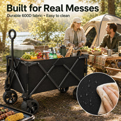 Heavy Duty Wagons Carts Foldable, Collapsible Wagon with Big Wheels for Sand & Cup Holders for Camping Garden Sports Grocery
