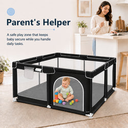 Soft-Padded Baby Playpen With Mat, Sturdy And Safe Playpen With Soft, Breathable Mesh Fabric, Suitable For Indoor And Outdoor Use, Portable And Removable Baby Playpen, Suitable For Infants And Toddlers, Essential For Babies.