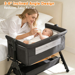 Baby Bassinet Sleeper, Adjustable Baby Crib for Baby, Rocking Bassinets Bedside Sleeper, Easy to Fold Portable Crib Side Bassinet with Breathable Mesh and Wheels