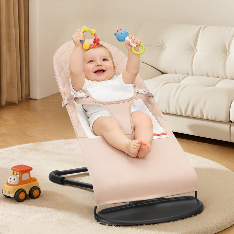 Foldable Baby Walker with Adjustable Height and Wheels, Portable Anti-Rollover Design