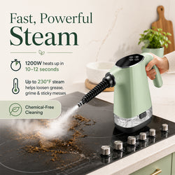 Handheld Steam Cleaner, Portable Steamer for Cleaning with 18PCS Accessories, 12s Fast Heating, Pressurized Steam Cleaner for Home, Kitchen, Bathroom, Car Detailing, Window, and Clothes, Green