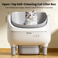 Self Cleaning Litter Box, 95 L Automatic Cat Litter Box Self Cleaning for Multiple Cats, with Safety Protection, App Control,1 Roll Garbage Bags,White & Grey