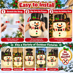 2-Pack Snowman Christmas Porch Light Covers, Outdoor Holiday Decor for Porch & Garage Lights