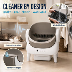 Open Top Self Cleaning Cat Litter Box with App Control, Safety Sensors and Odor Control