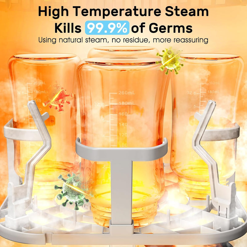 4-in-1 Baby Bottle Washer, Steam Sterilizer & Dryer with 60 Cleaning Tablets – 11 Modes
