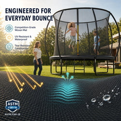 Outdoor Trampoline with Enclosure Net, ASTM & CPSIA Certified Heavy-Duty Backyard Trampoline for Kids