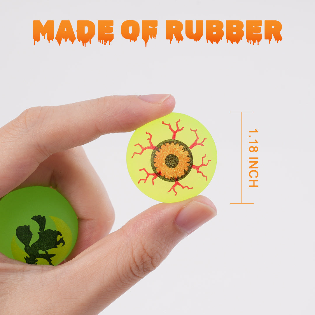 72-Count Glow-in-the-Dark Halloween Bouncy Balls, 1.18 in Rubber Party Favors, 6 Designs