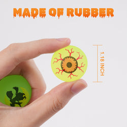 72-Count Glow-in-the-Dark Halloween Bouncy Balls, 1.18 in Rubber Party Favors, 6 Designs