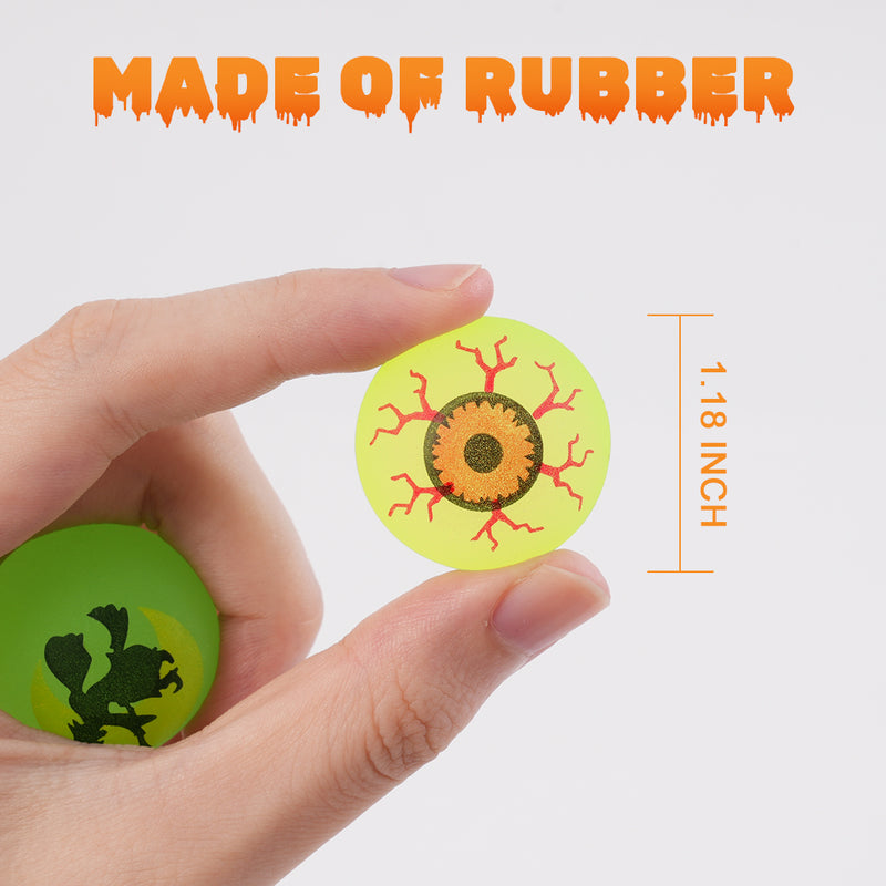 72-Count Glow-in-the-Dark Halloween Bouncy Balls, 1.18 in Rubber Party Favors, 6 Designs