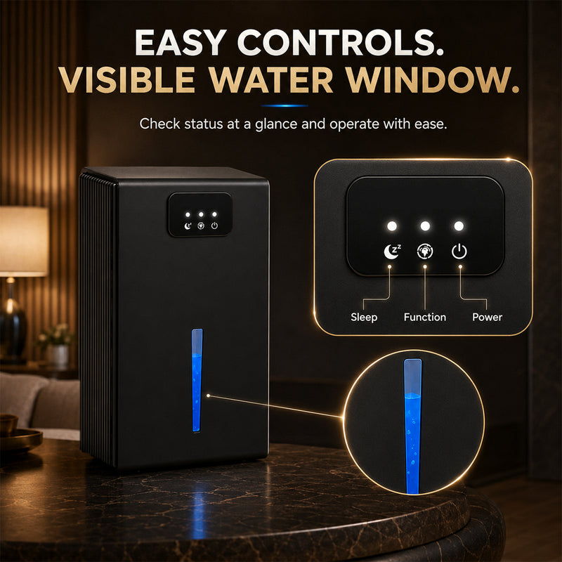 Quiet Portable Dehumidifier with Large Tank, Sleep Mode and Ambient Night Light