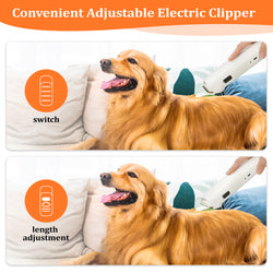 Pet Grooming Vacuum Kit with Grooming Brush, Deshedding Tool, Electric Clipper, Cleaning Brush and Flexible Hose for Dogs and Cats
