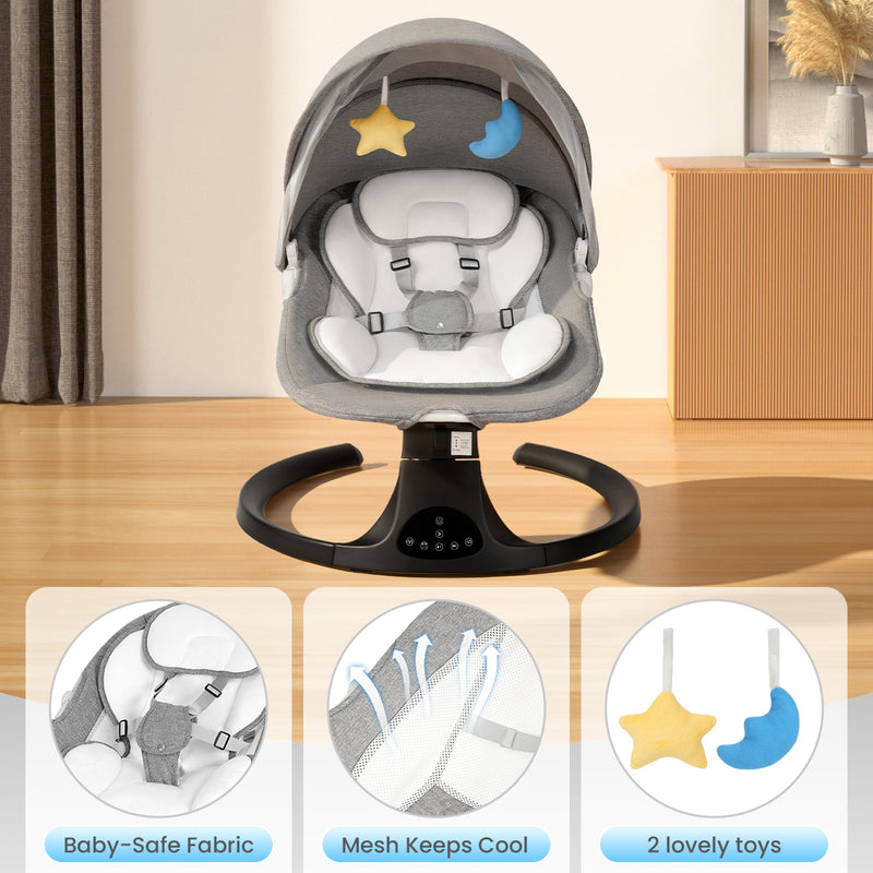 Baby Electric Bassinet, Baby Rocker, 5 Speed And 10 Lullabies, Baby Bouncer,Adapter And Battery Powered, For Indoor And Outdoor Use, Remote Control