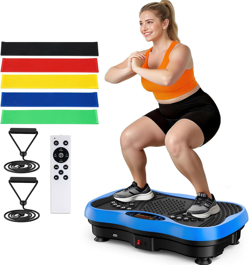 Vibration Plate Exercise Machine with 130 Speeds, Bluetooth, Remote and Resistance Bands