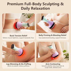 Cordless Lymphatic Massage Tool with Heat, Red Light, Vibration & Pulse for Full Body Care