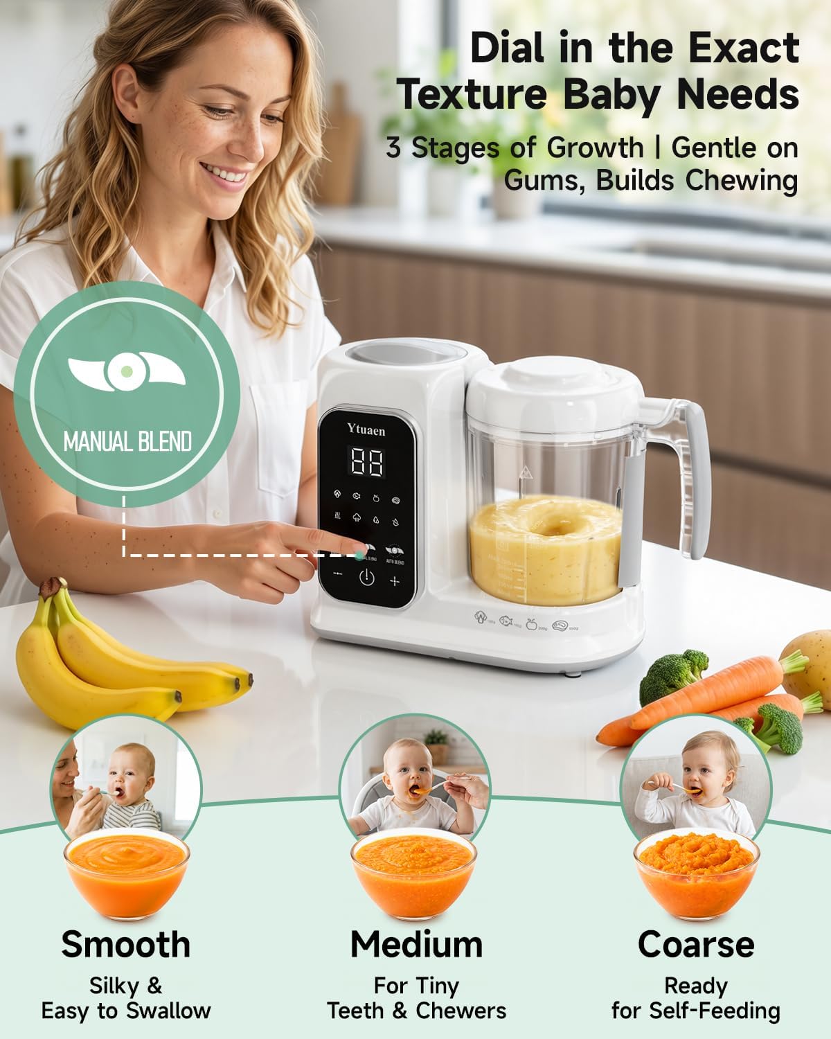 Baby Food Maker with Steam Basket, One-Touch Cooking, Blending and Self-Cleaning