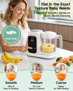 Baby Food Maker with Steam Basket, One-Touch Cooking, Blending and Self-Cleaning
