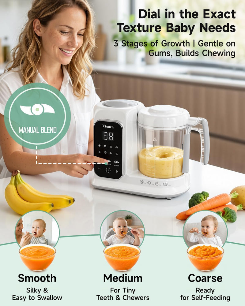 Baby Food Maker with Steam Basket, One-Touch Cooking, Blending and Self-Cleaning