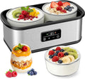 Yogurt Maker with Two Containers, Yogurt Maker Machine with Adjustable Temperature & Time Control, Automatic Shut-Off & Constant Temper for Homemade Probiotic Yogurt, Promoting Gut Health