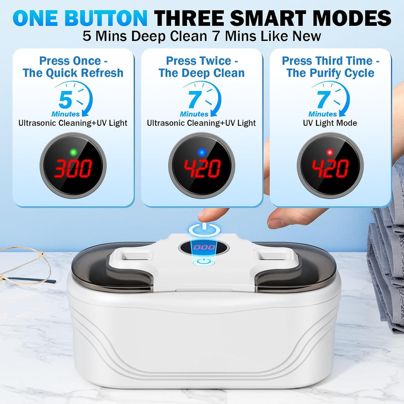 Raugbeyvo 48kHz Ultrasonic Jewelry Cleaner with UV Light and 3 Modes, 400mL