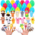 24-Count Prefilled Easter Eggs with Plush Animal Finger Puppets, Easter Basket Stuffers and Egg Hunt Party Favors