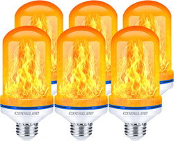 LED Flame Effect Light Bulbs 2-Pack, E26 Base, 4 Modes, Gravity Sensor, Warm Yellow