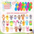 24-Count Prefilled Easter Eggs with Plush Animal Finger Puppets, Easter Basket Stuffers and Egg Hunt Party Favors