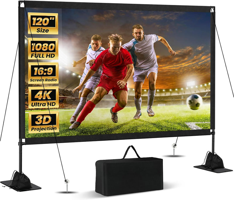 120inch Projector Screen with Stand: Portable Projector Screen Outdoor