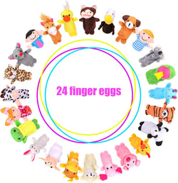 24-Count Prefilled Easter Eggs with Plush Animal Finger Puppets, Easter Basket Stuffers and Egg Hunt Party Favors