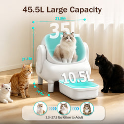 Cumrige E Self Cleaning Litter Box,Large Capacity Automatic Cat Litter Box Self Cleaning for Multiple Cats with App Control and Safety Protection,2 Roll Litter Bags,White