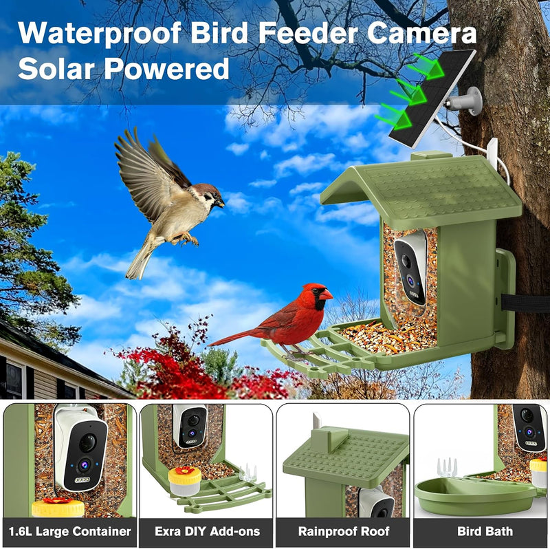 Solar Smart Bird Feeder with Camera, AI Bird Recognition and App Alerts