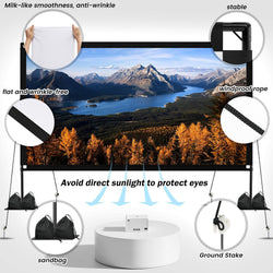 120inch Projector Screen with Stand: Portable Projector Screen Outdoor