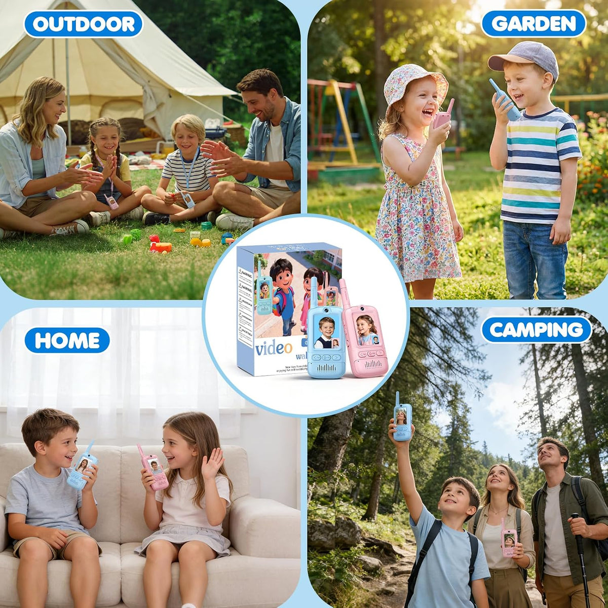 Kids Video Walkie Talkies 2 Pack with Camera, Voice Modes, Games & USB-C Charging