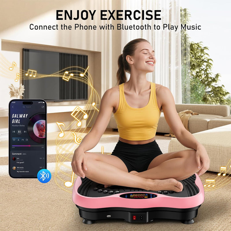Vibration Plate Exercise Machine with 130 Speeds, Bluetooth, Remote and Resistance Bands