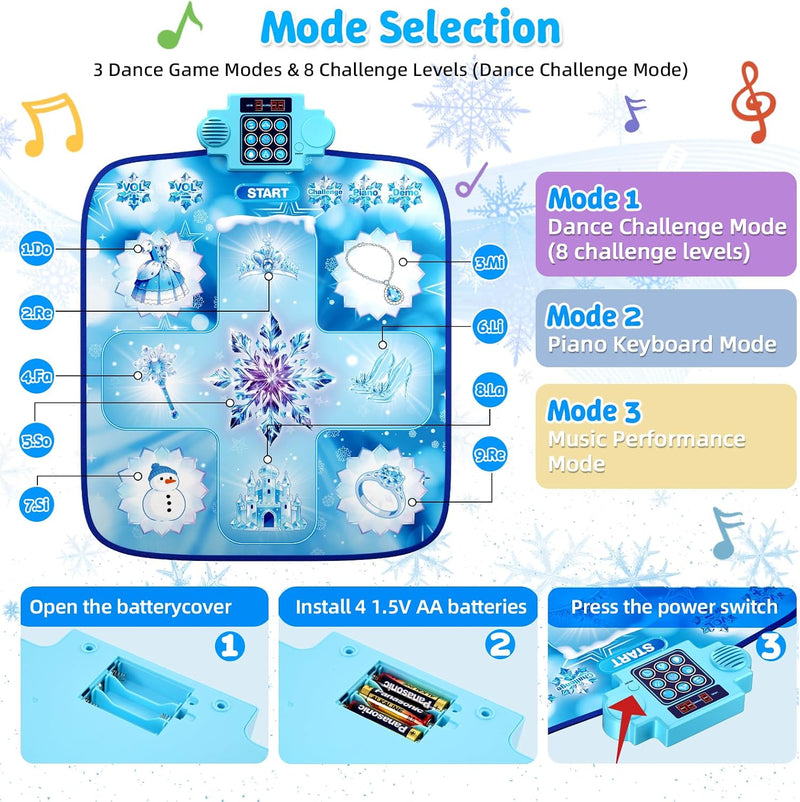 Dance Mat for Kids with 3 Play Modes, 8 Levels, LED Scoreboard & Music