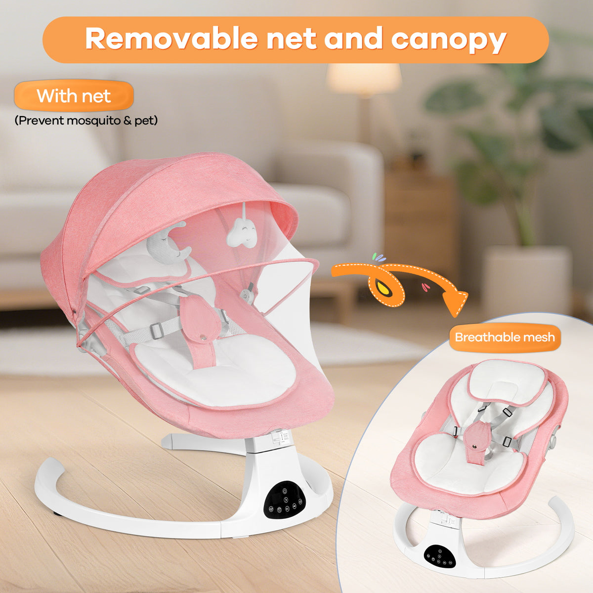 Baby Bouncer, Portable Baby Bouncer Seat for Baby 0-18 Months, 3 Modes with Rocker and Stationary Options, Infant Rocker Chair with Hanging Toys