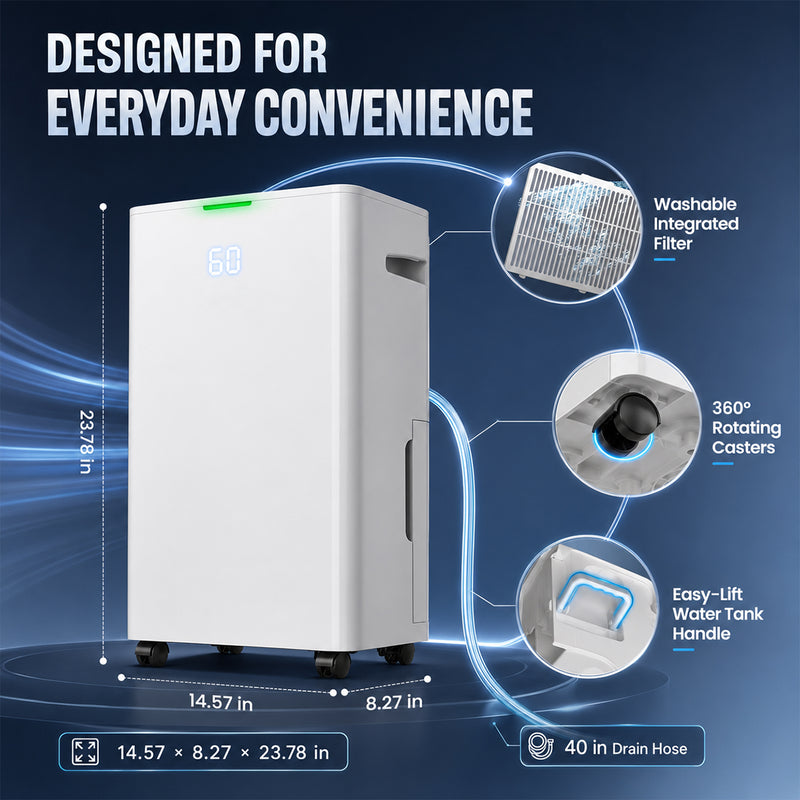 Portable Dehumidifier for Bedroom, Bathroom and Closet with Quiet Operation and Auto Shutoff