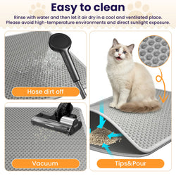 Soft Leakproof EVA Cat Litter Mat, Double-Layer Honeycomb Design Trapper, Easy-Clean Floor Protection Accessory for Cat Litter Boxes #Summervibes #petLovers