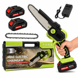 Cordless Mini Chainsaw Pruning Saw with 2 Batteries, Charger, Case and Extra Chain